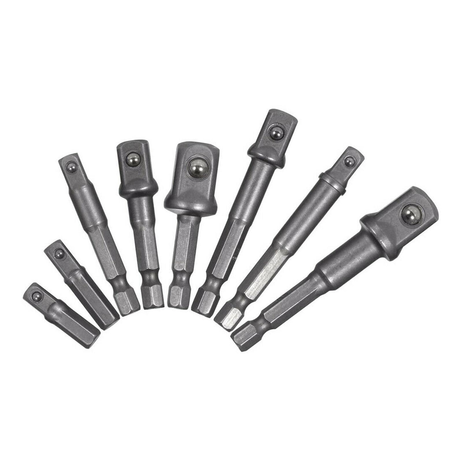 9Pcs Socket Adapter Impact Hex Shank Drill Bits Set, Driver Tools, 1/4" 3/8" 1/2", 105° Right Angle Drill Adapter Attachment Extension Tools