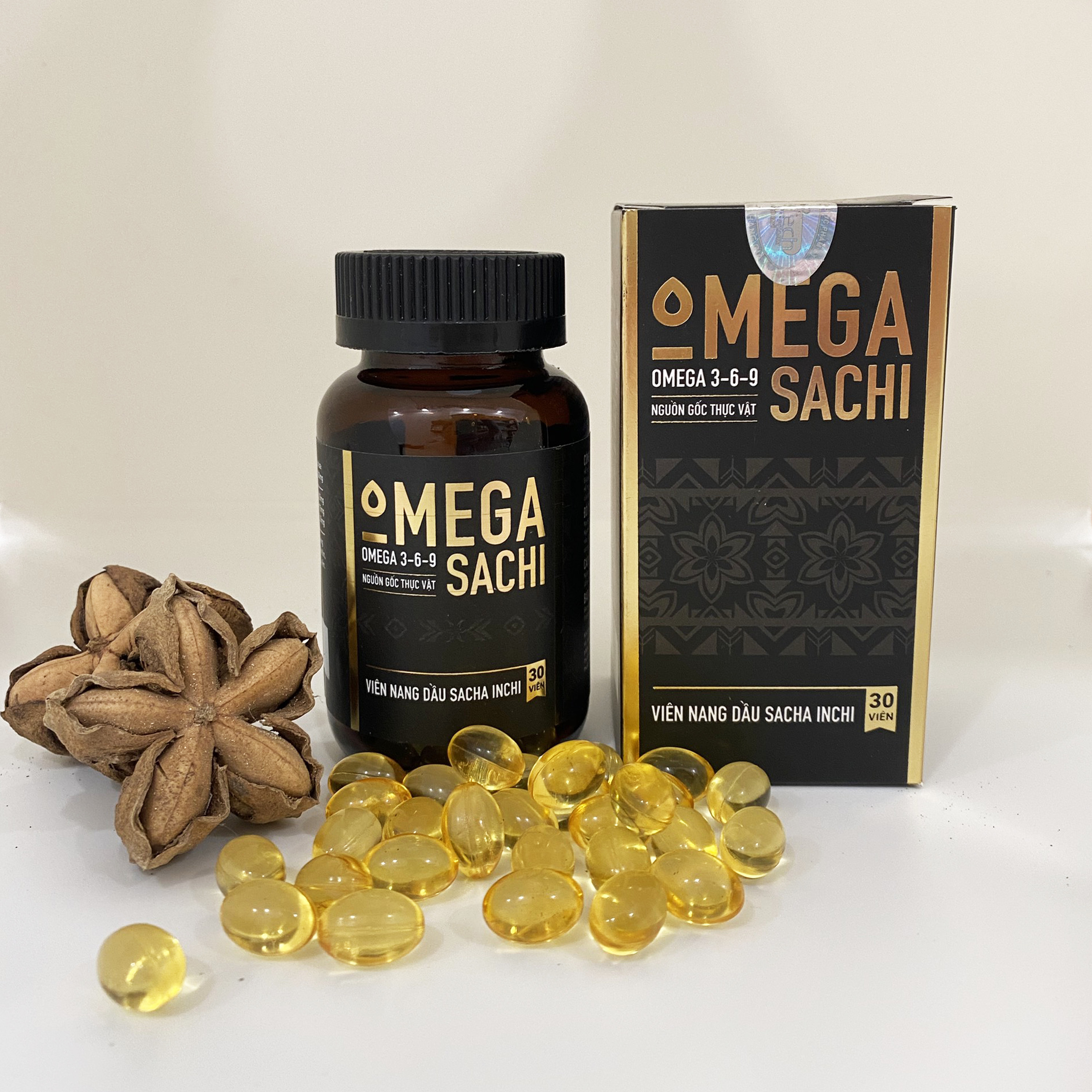 Viên Nang Dầu  - Dầu Sachi Ichi  Chứa 90% Omega 3-6-9 Nguồn Gốc Thực Vật, 100% dầu Sacha Inchi ép lạnh, hoàn toàn tự nhiên, đẹp da, duy trì sức khỏe tim mạch, não bộ, thị lực -Mọi lứa tuổi