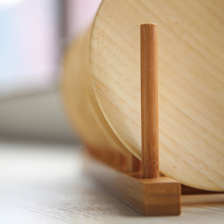 Giá kệ gỗ Tre mini đa năng úp đĩa thớt vung xoong tiện dụng - Loại 6 ô gỗ tự nhiên