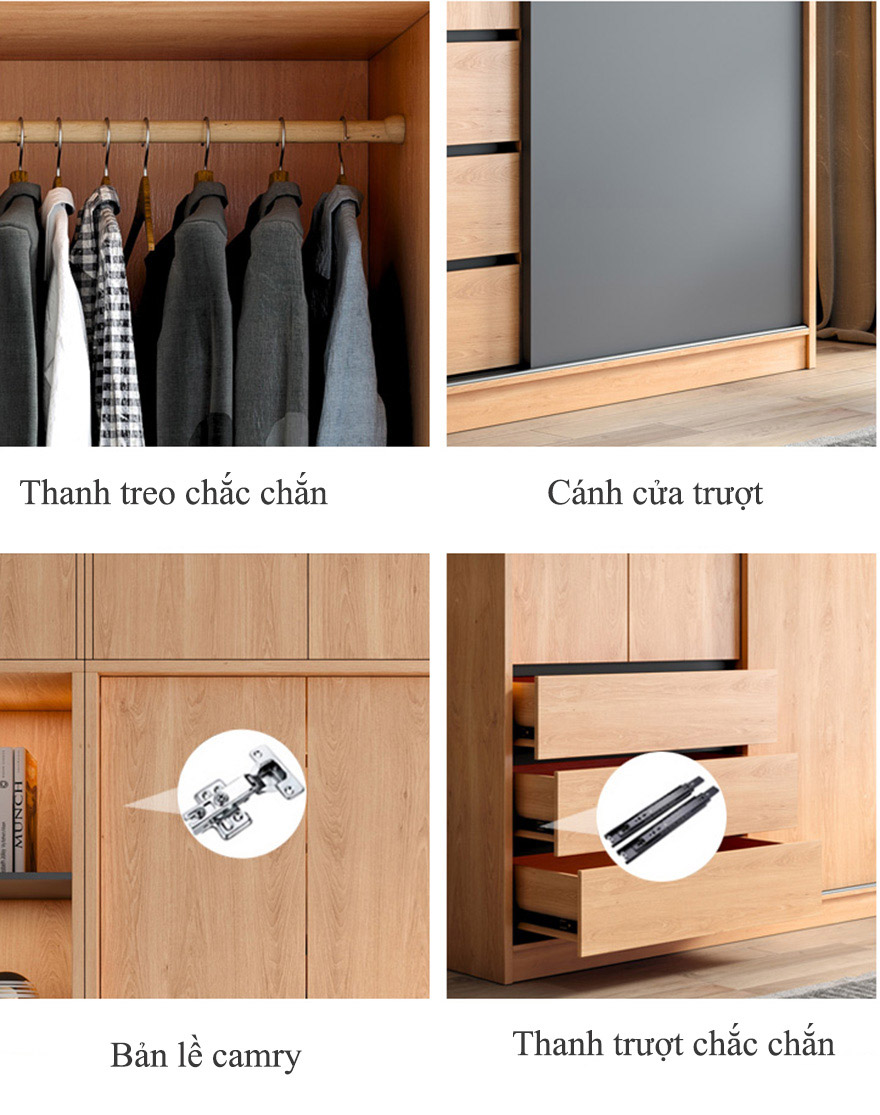 Tủ quần áo gỗ MDF kiểu dáng hiện đại