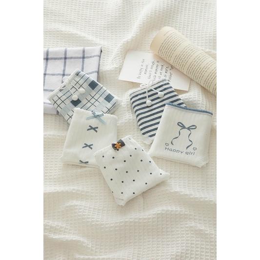 Quần Lót Nữ ️ Quần Cotton Nữ Gân Tăm Dễ Thương Kháng Khuẩn 0126
