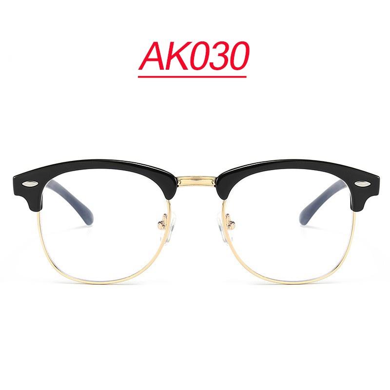 Kính mắt chống cận thị chống ánh sáng xanh bảo vệ mắt tròng kính không độ khung vuông phù hợp nam và nữ AK030 - Aoron