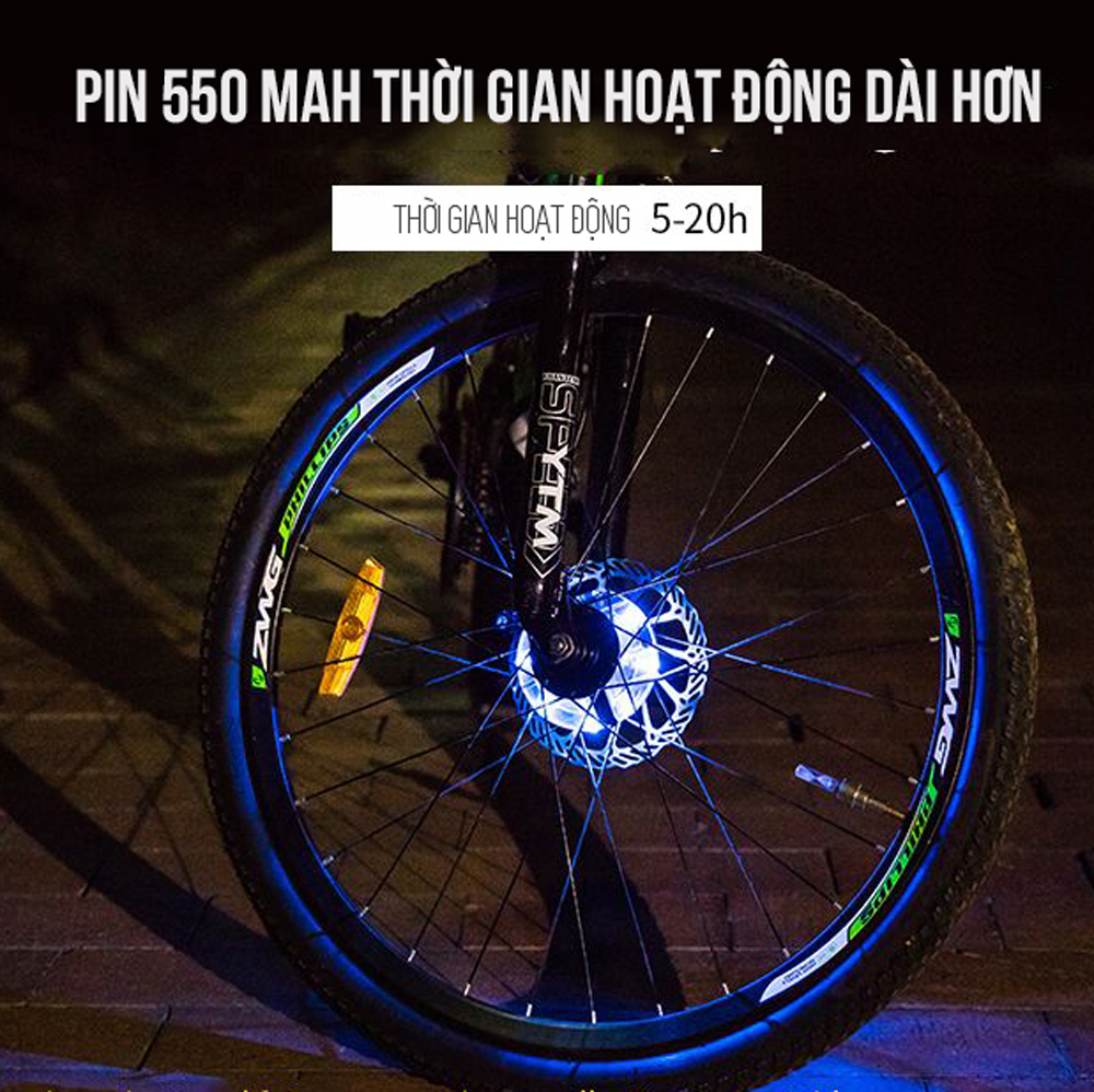 Đèn Led Gắn Bánh Xe Đạp 7 Màu (Trục Giữa phi 19-36mm) Có Sạc Điện USB Chống Nước Trang Trí Cho Xe Đạp Người Lớn Mai Lee