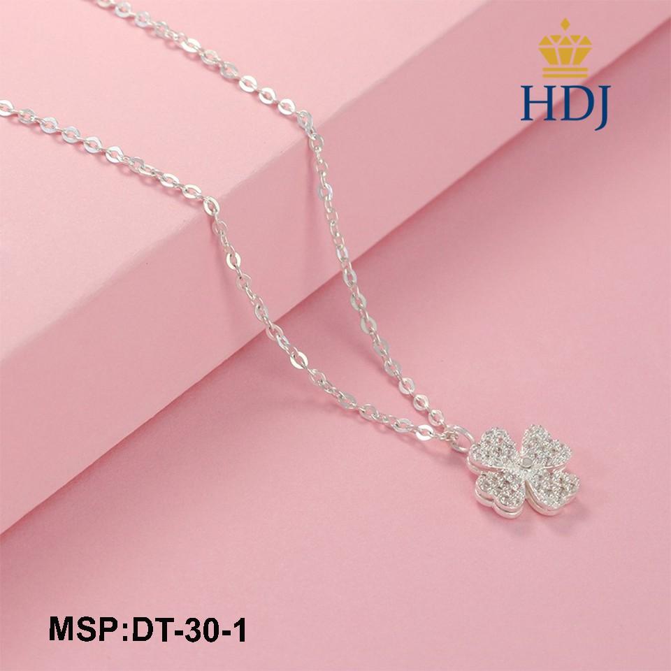 Dây chuyền bạc nữ mặt hình cỏ 4 lá đính đá sang trọng trang sức  HDJ mã DT-30-1