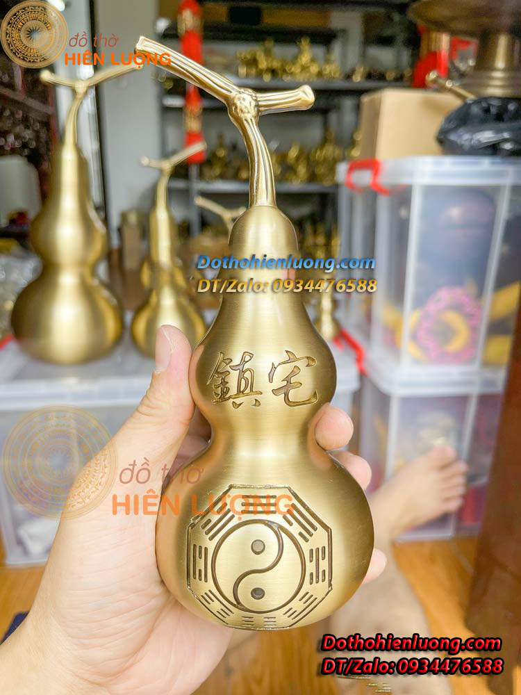 Hồ Lô Bát Quái Chữ Phúc Bằng Đồng Vàng Nguyên Chất Các Cỡ - Đồ Thờ Hiên Lượng