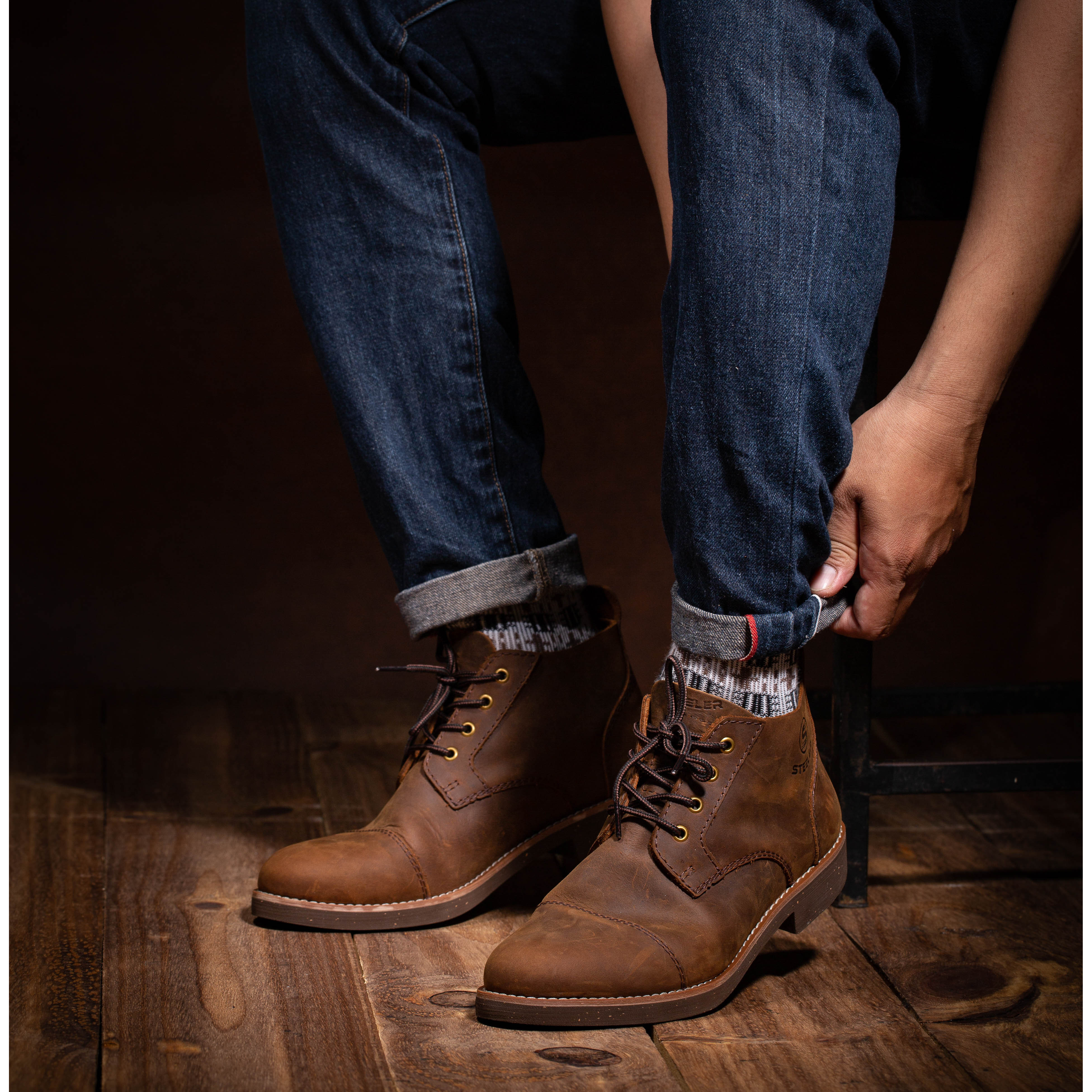 GIÀY DA NAM STEELER - CHUKKA HUNTER BROWN