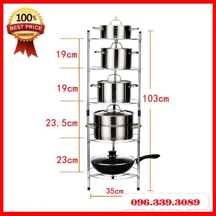 Kệ để nồi xoong chảo nồi 5 tầng inox không gỉ