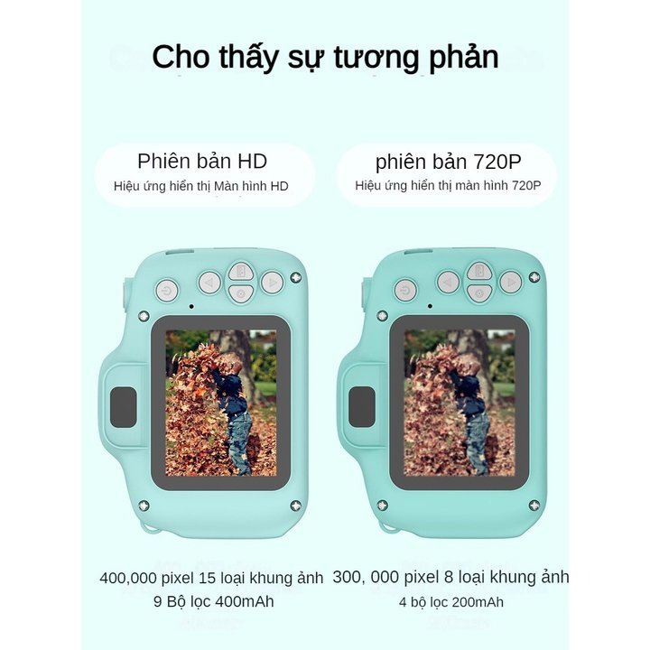 Máy Ảnh Mini Kỹ Thuật Số  Hoạt Hình Phù Hợp Với Trẻ Em Vui Chơi, Lưu Giữ Từng Khoảng Khắc-Tặng thẻ nhớ 16GB