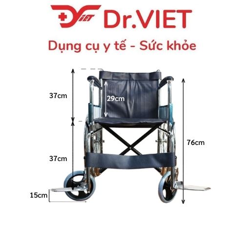 Xe Lăn Tay Lucass X9 Cho Người Già, Người Bệnh, Người Khuyết Tật, Khung Thép Mạ Crom, Ghế Simili, Có Gác Chân, Gấp Gọn