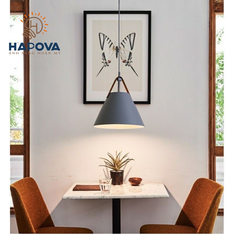Đèn thả trần trang trí bàn ăn quai da HAPOVA KEVA 5007/1 + Tặng kèm bong led AS Vàng