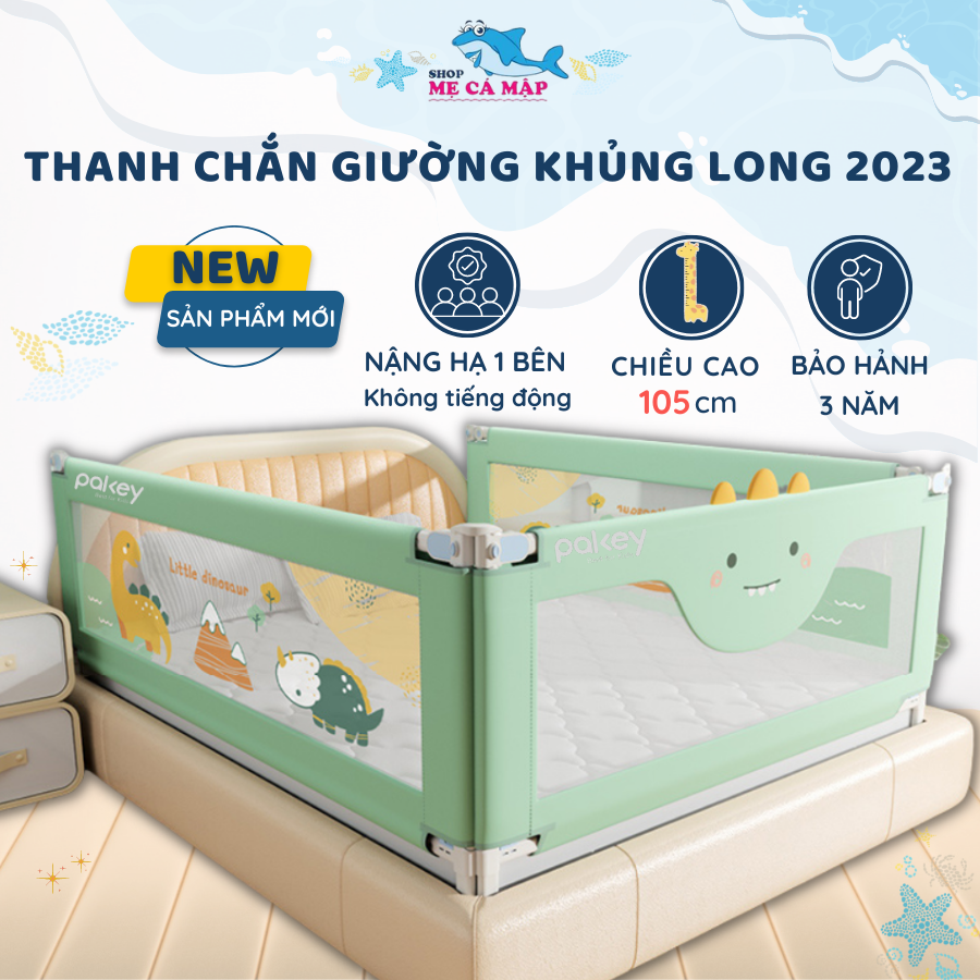 Thanh Chắn Giường Pakey LC1 Bản New Cao 105cm Ống Thép Siêu Dày, Thanh Chắn Giường Thiết Kế Chốt Nâng Cấp Bấm Hạ Dễ Dàng