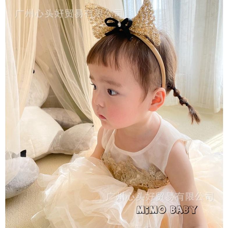 Bờm, kẹp tóc nơ vàng lấp lánh Mimo Baby cho bé gái BD08