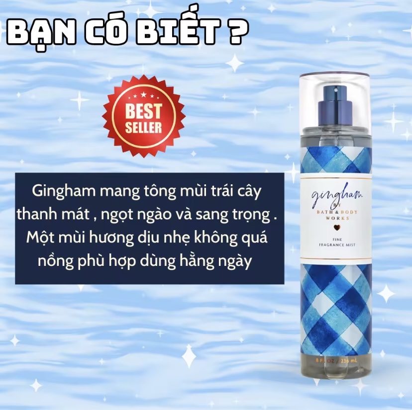 Body Mist Gingham 236ml - Bath and Body Work Gingham Chính Hãng