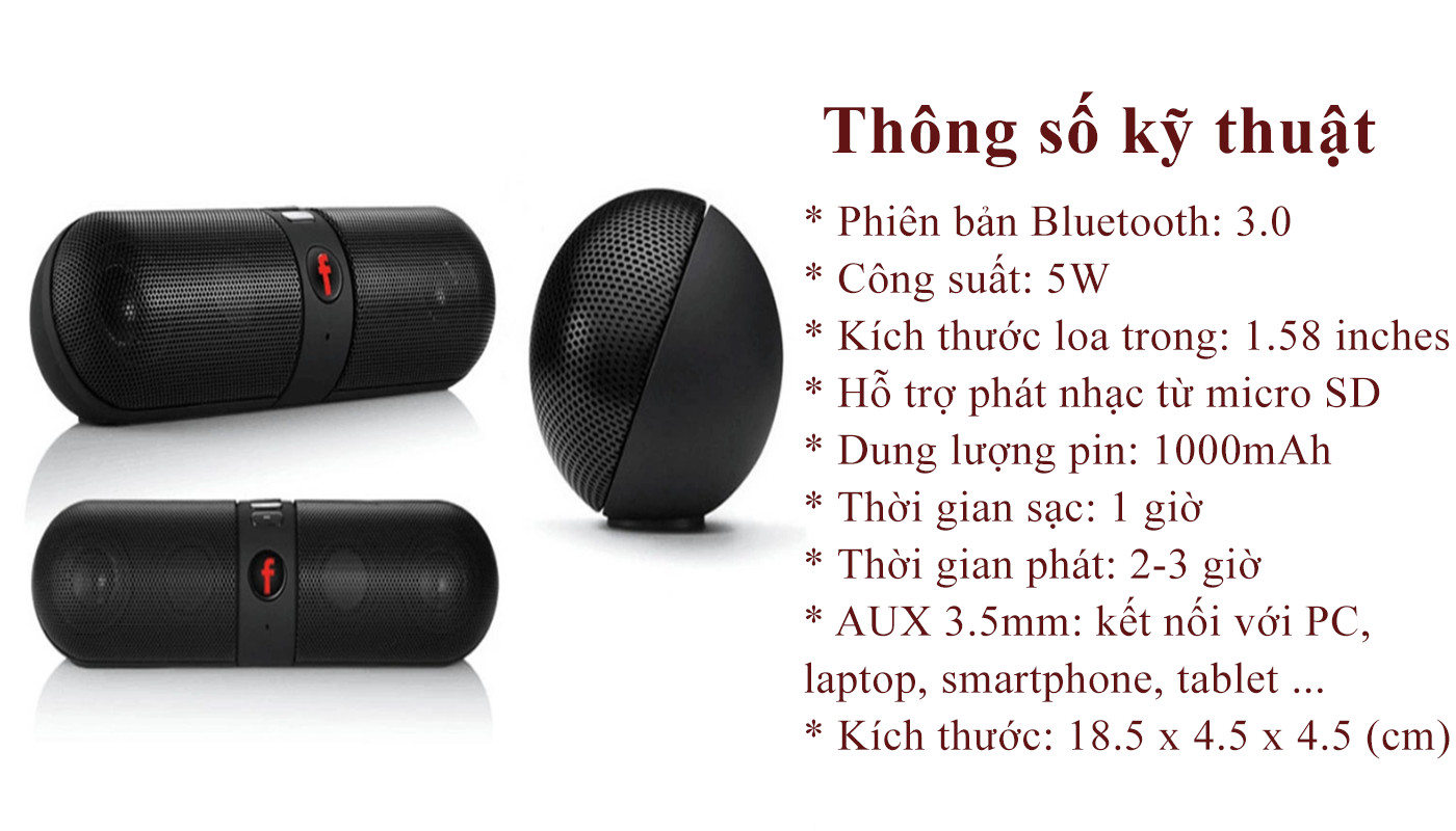 Loa Bluetooth Loa nghe nhạc Mini PKCB F1 Nhỏ gọn tiện lợi dễ dàng mang theo khi đi du lịch, tập thể thao PF121