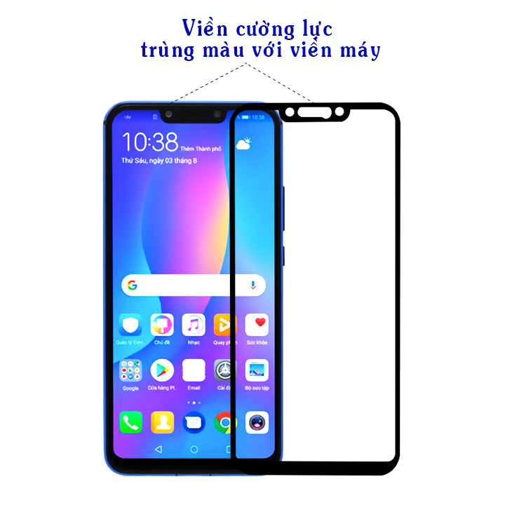 Kính Cường Lực Cho Huawei Nova 3i - Full Màn Hình - Màu Đen - Hàng Chính Hãng