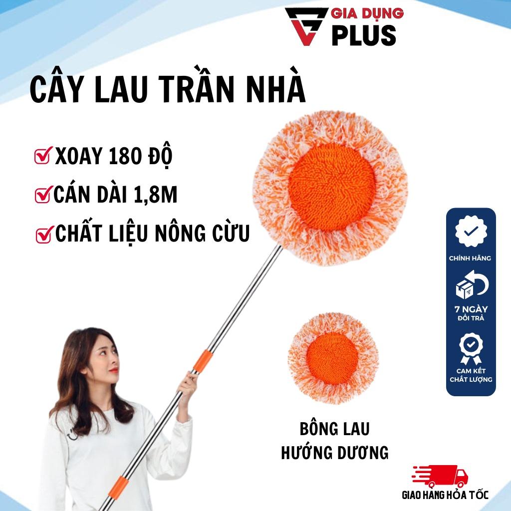 Cây lau trần nhà gấp gọn, bộ lau nhà hình hoa hướng dương cán dài inox xoay gập 180 độ lau nhà cực tiện