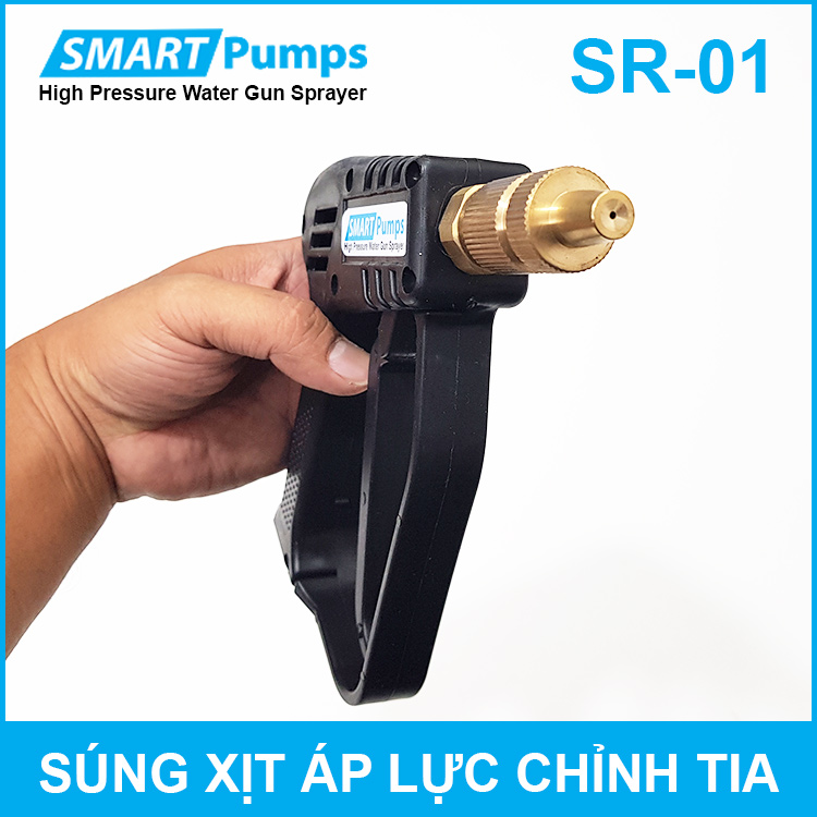 Súng xịt áp lực rửa xe vệ sinh máy lạnh tưới cây có chỉnh tia ống 8mm Smartpumps