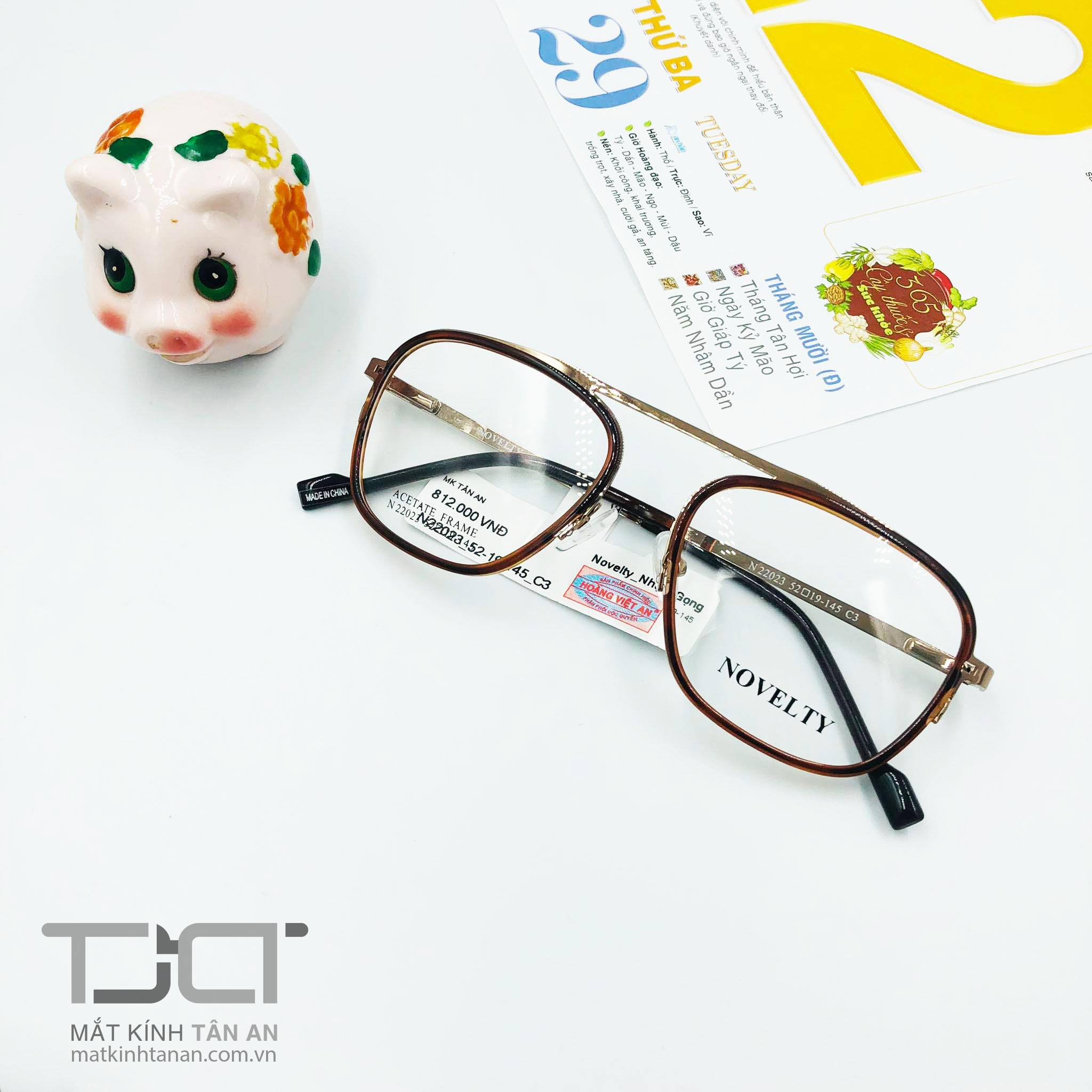 GỌNG KÍNH CẬN UNISEX  CÁ TÍNH THỜI TRANG  , CHÍNH HÃNG NOVELTY N22023