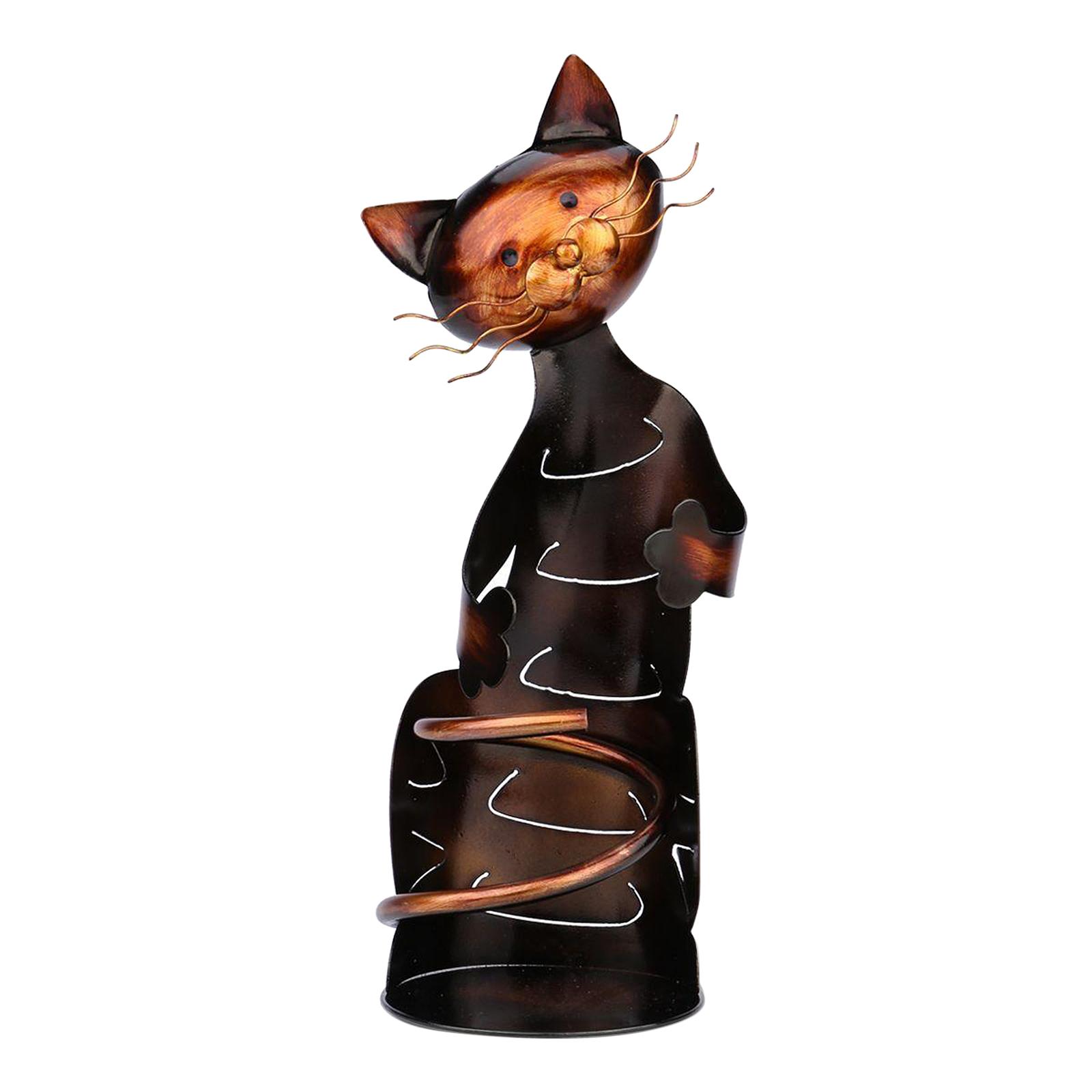 Vintage Wine Holder Wine Rack Wine Shelf Metal Sculpture Crafts Cat Animal Gifts Home Bar Kitchen Tabletop Decorations