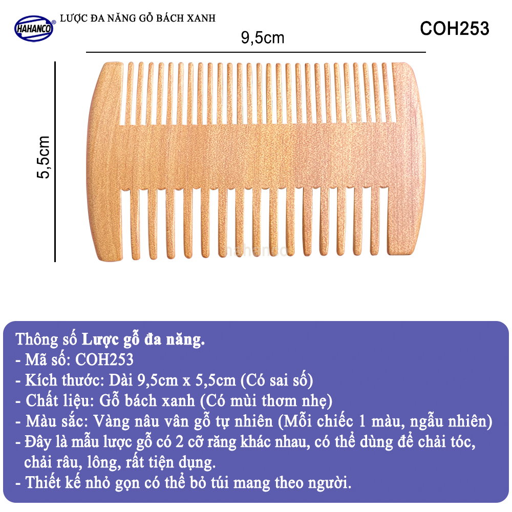 Lược Bí 2 Kiểu Răng Thưa Và Mau Chải Tóc Gỡ Rối Mùi Gỗ Thơm Dễ Chịu - COH253
