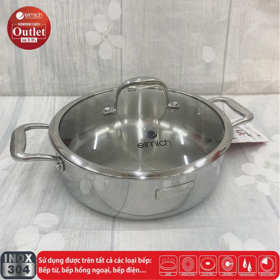 Chảo Xào Inox 304 3 lớp Đáy Liền ELMICH TrimaxXS EL3847 26cm