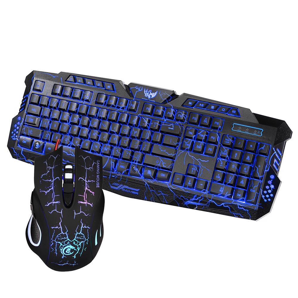 J10 Keyboard Mouse Combo Colorful Adjustable LED Color Backlit Ergonomic Gaming Keyboard with Mouse Set for Gaming Fans
