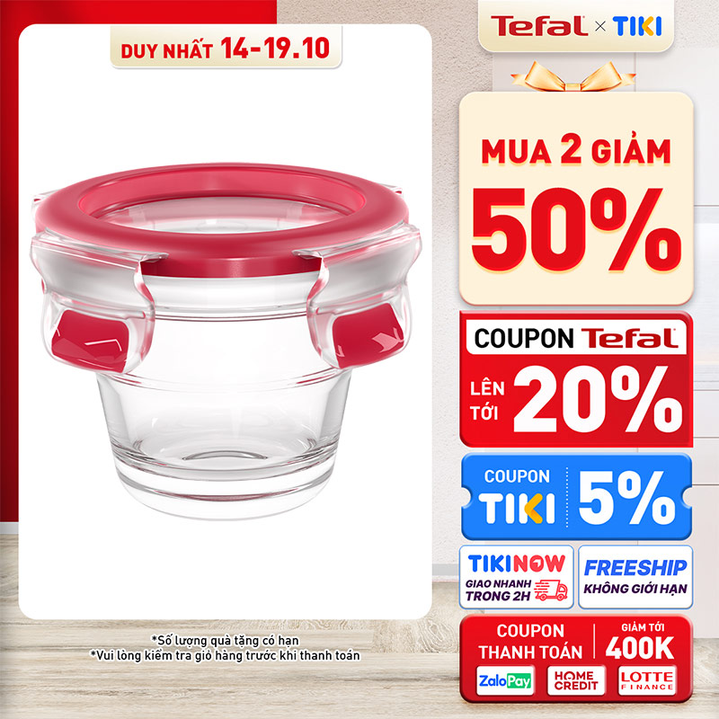 Hộp bảo quản thực phẩm thủy tinh Tefal Masterseal Glass 100ml - Hàng chính hãng