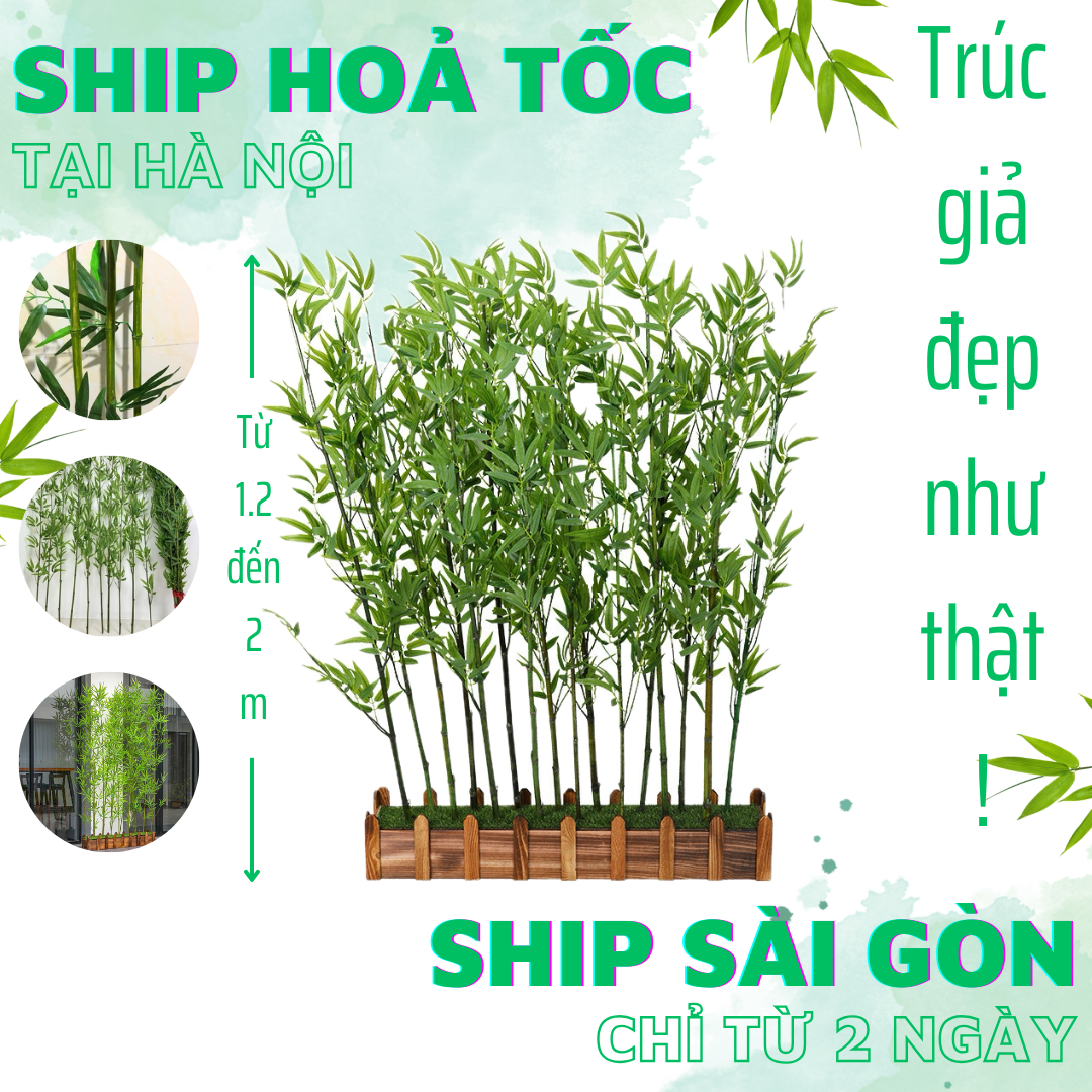 Set cây trúc giả nhiều lá loại 1, Dùng trang trí nhà ở, cửa hàng