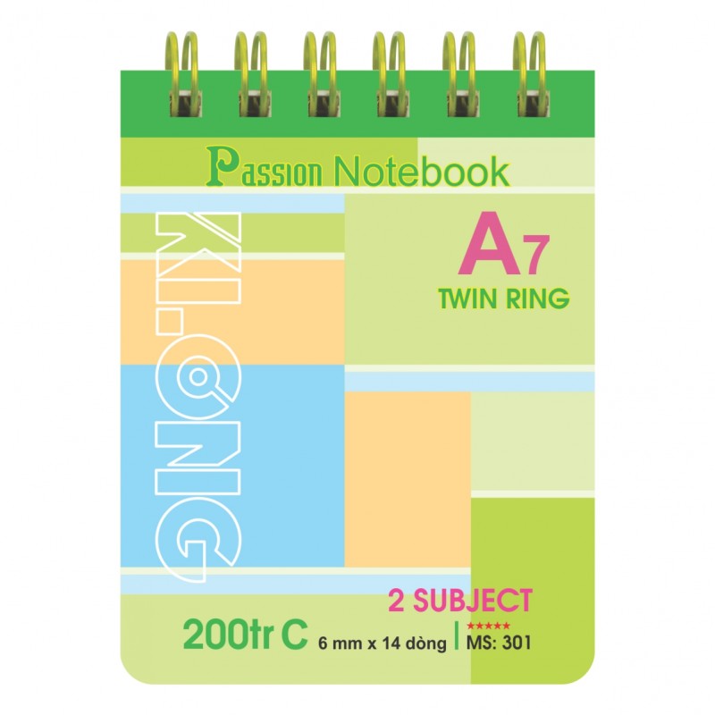 Sổ lỗ kép Klong A7 200tr Bìa Nhựa KLONG; MS: 301