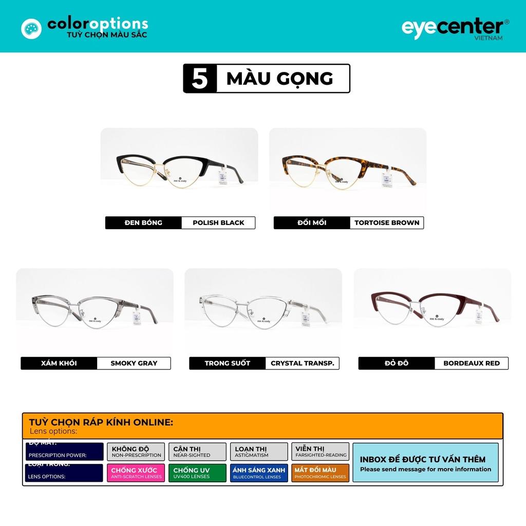 Gọng kính cận nữ chính hãng ZAC CODY A65-S dáng mắt mèo lõi thép chống gãy nhập khẩu by Eye Center Vietnam