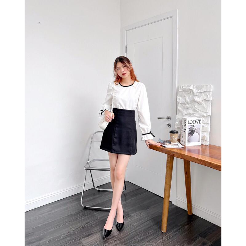 Chân váy chữ A xếp hai đường ly trước hàng thiết kế vvnd032305 by germe