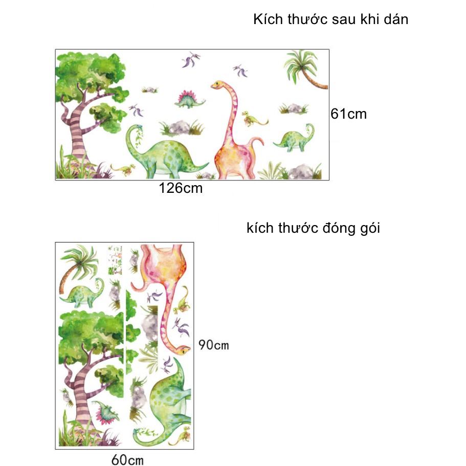 Decal dán tường trang trí - KHỦNG LONG CAO CỔ ĐÁNG YÊU