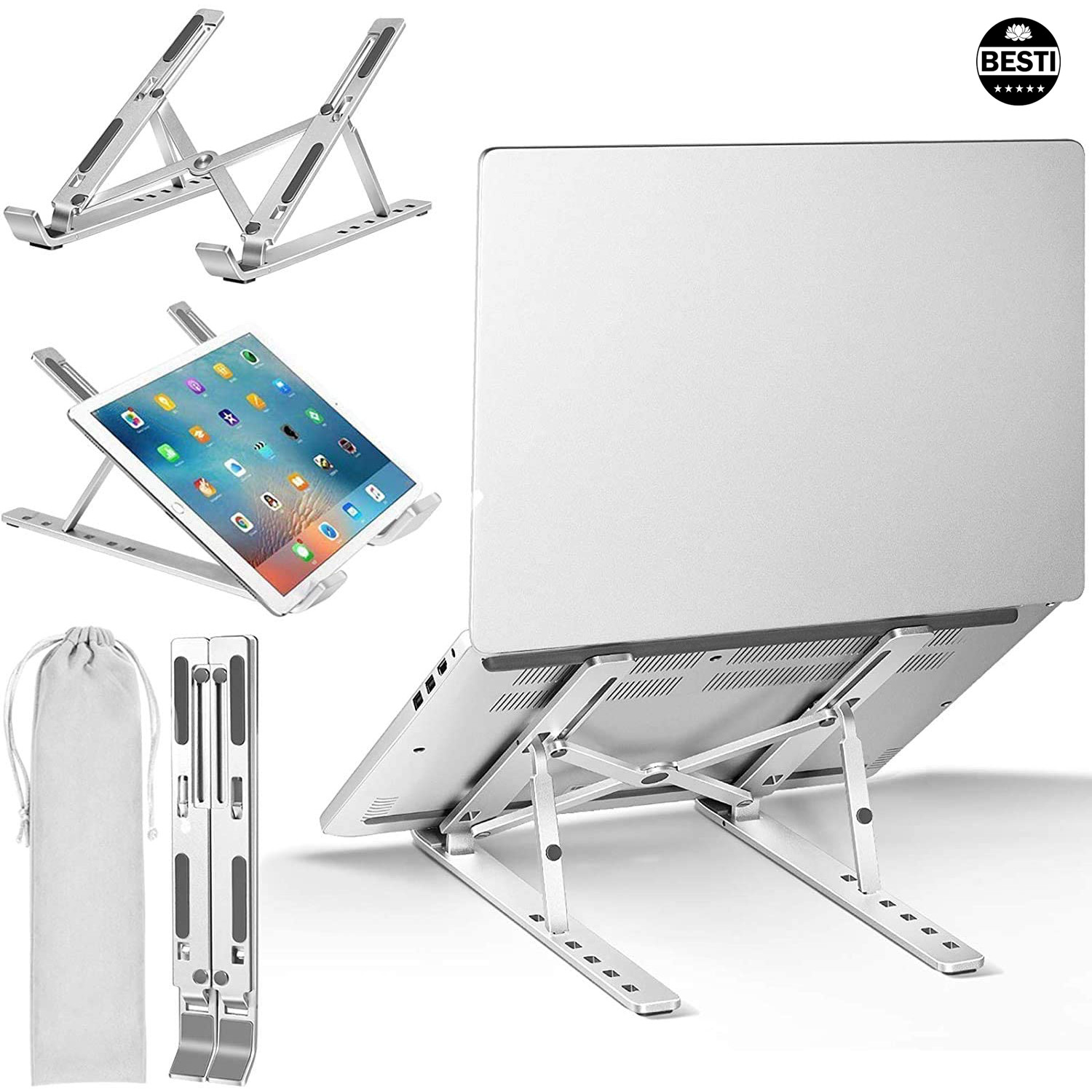 Giá Đỡ Laptop Hộp Kim Nhôm Cao Cấp, Có Thể Gấp Gọn Và Điều Chỉnh Dành Cho Macbook Ipad Surface Và Máy Tính Xách Tay 11-15.6 Inch - Hàng Chính Hãng