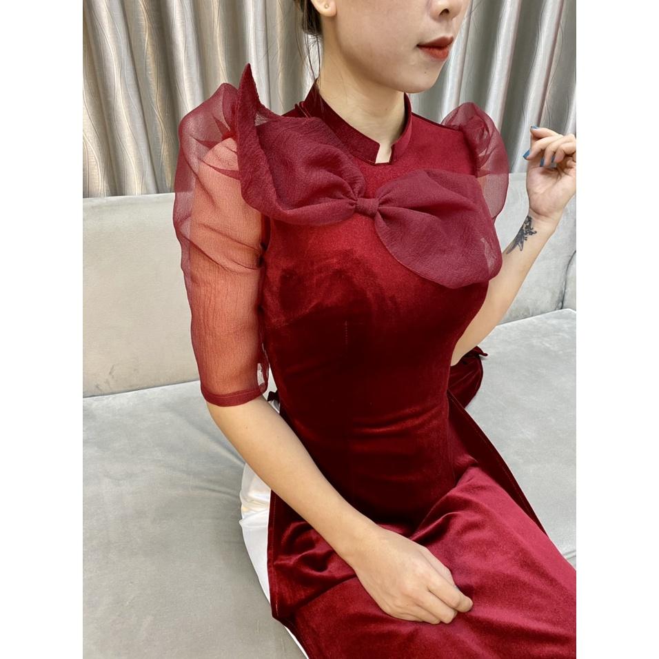 Áo dài cách tân mới tông đô sang chảnh