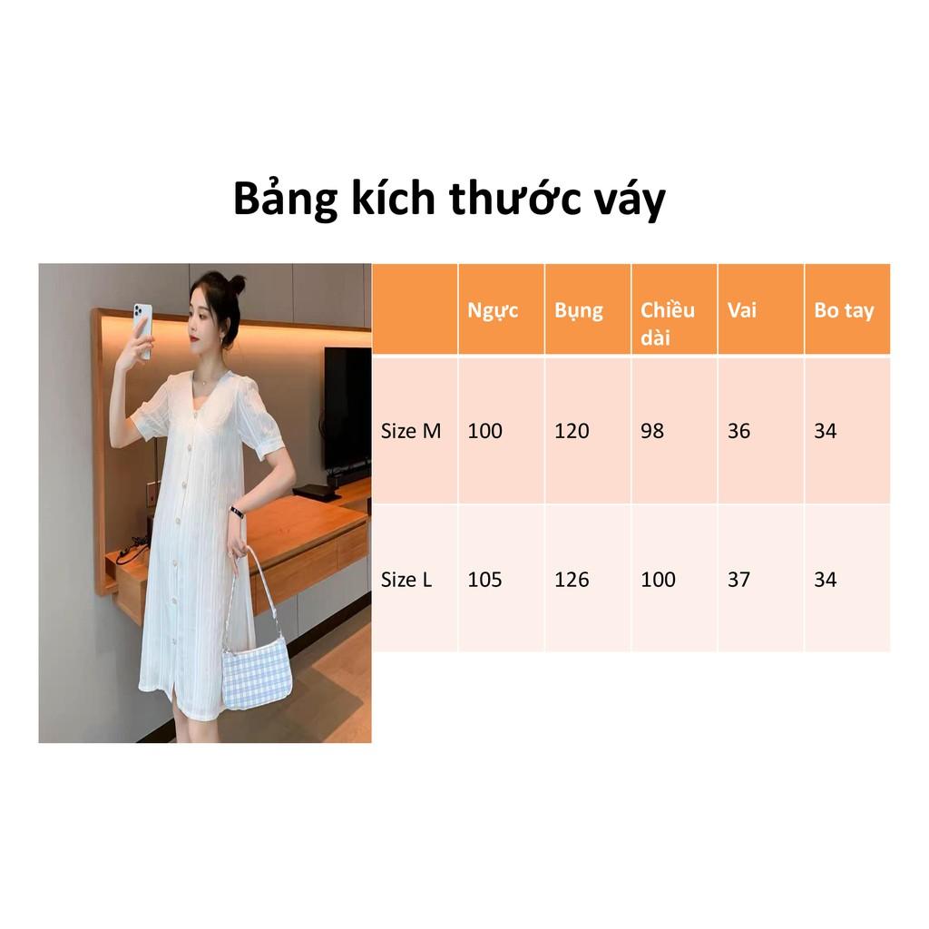 Váy bầu mùa hè công sở dáng thời trang thiết kế freesize 45-68kg màu trắng (kèm video,ảnh thật)