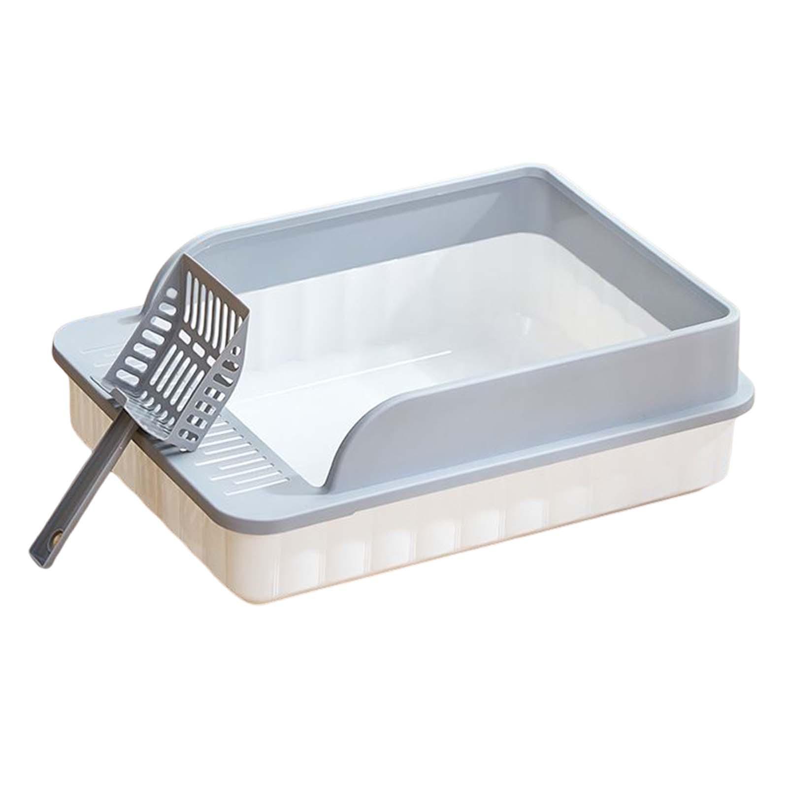 Semi Closed Cat Litter Box Durable Pet Litter Tray Cat Toilet Litter Pan