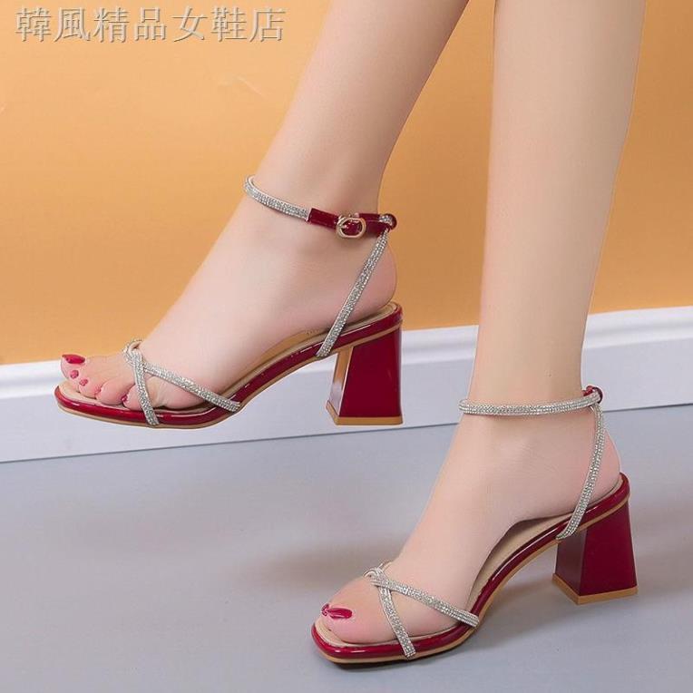 Hot 2023 Giày nữ sandal đính đá S36 cao cấp đế vuông 5 phần da mềm mịn siêu đẹp trend 2021