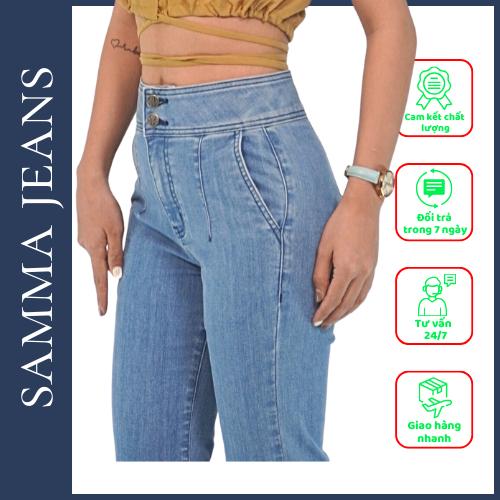 Quần Jean nữ cạp cao 2 túi chéo SJP01, Quần bò nữ cao cấp, chất liệu co dãn 4 chiều - Fom dáng chuẩn SAMMA JEANS
