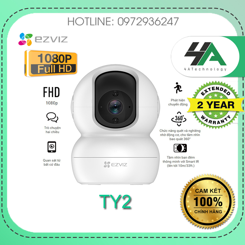 Camera IP Wifi Ezviz TY2 + Thẻ nhớ 64GB - Hàng Chính Hãng