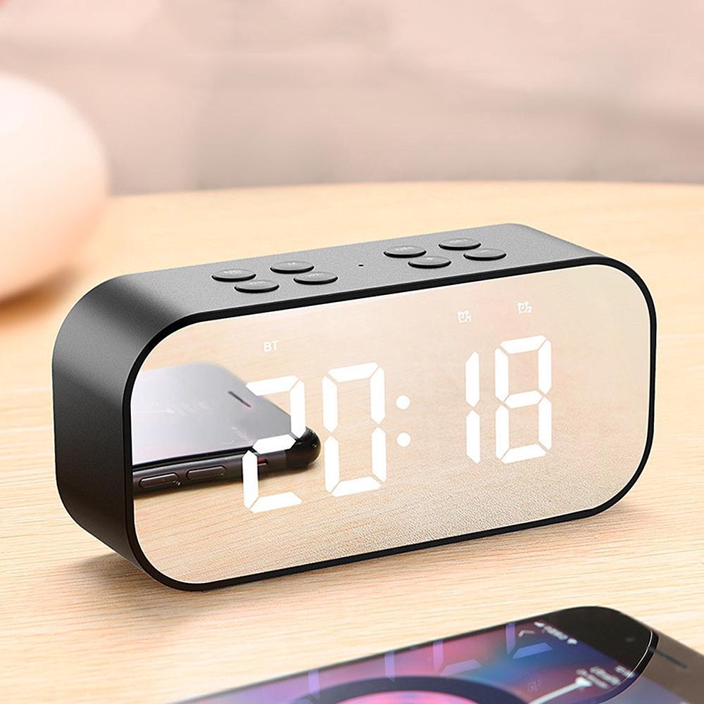 Loa bluetooth không dây mặt gương có đèn led hiển thị giờ kèm phụ kiện
