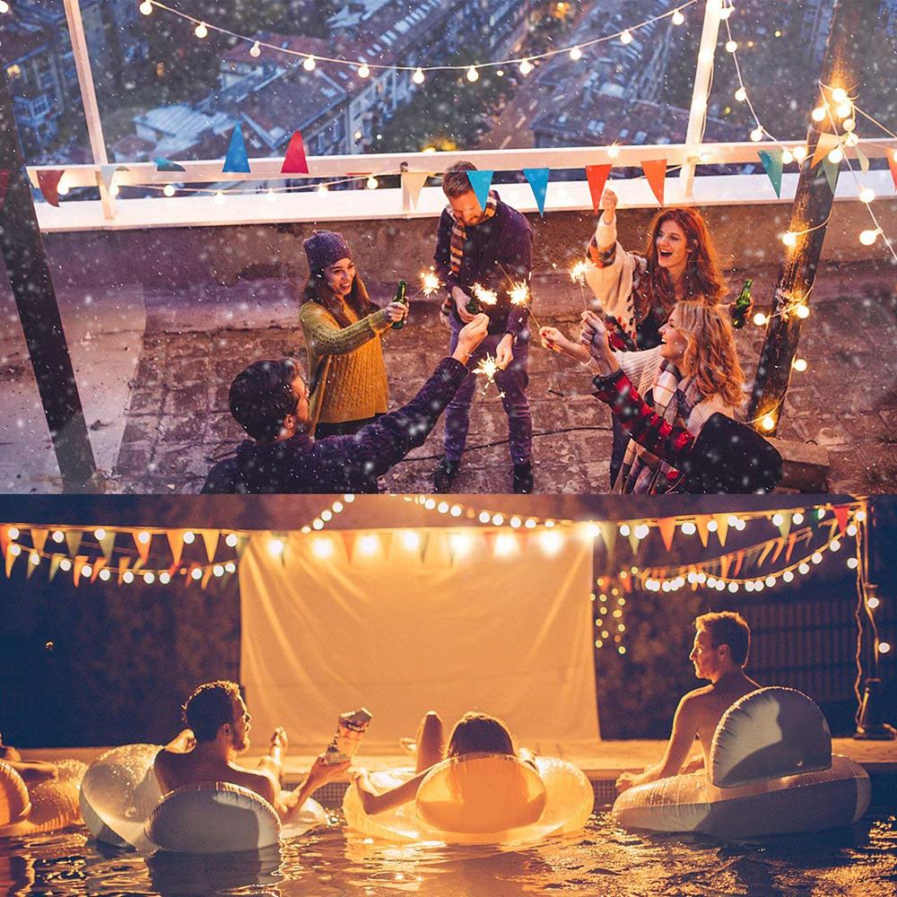 Đèn LED dây với 10 bóng đèn G40, tổng chiều dài khoảng 11 feet, thích hợp cho sử dụng trong gia đình hoặc thương mại