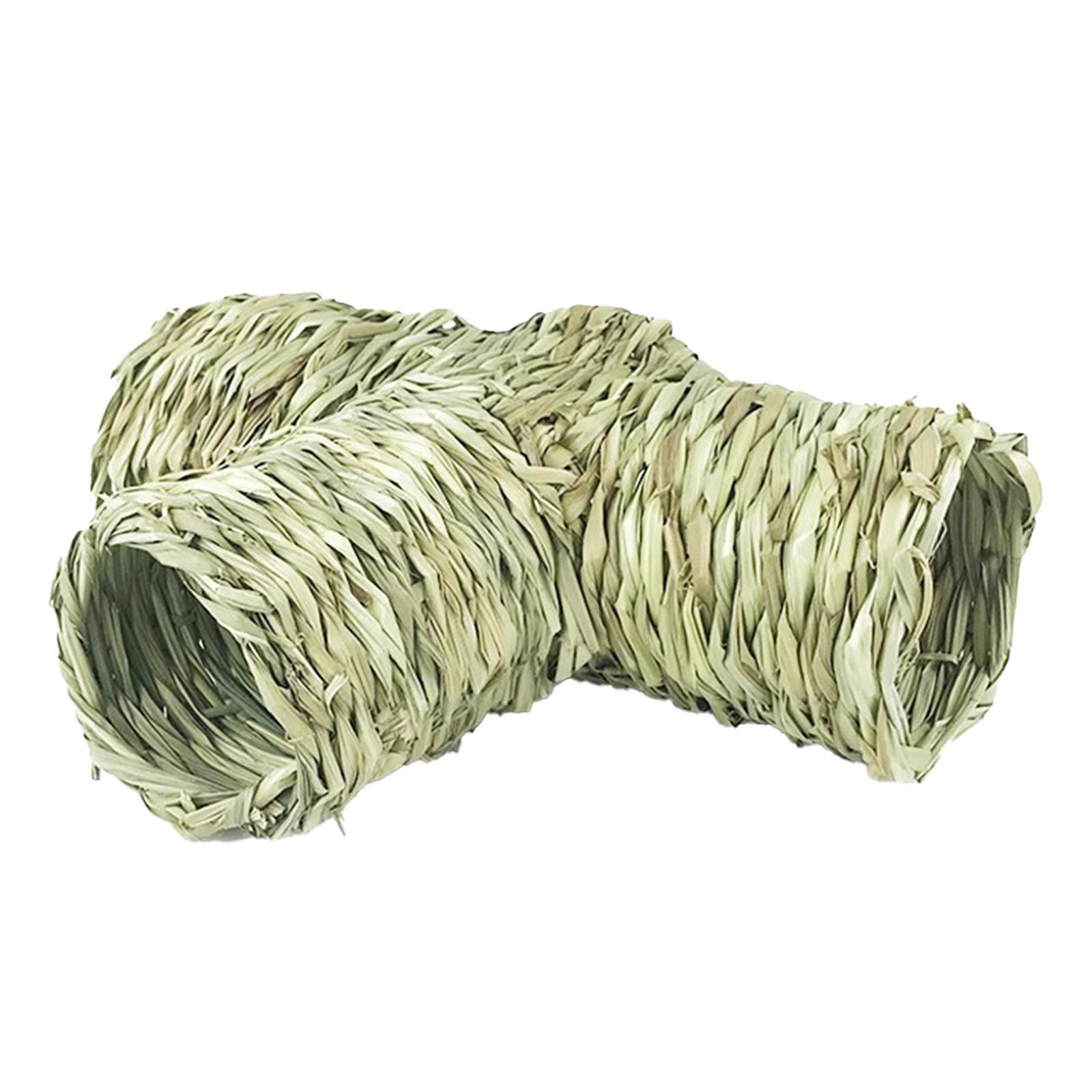 Hamster Grass Tunnel Interactive Toy Hay Bed Cage Cottage Hut Rabbit Tunnel Tube for Hamster Rat Squirrels Ferret