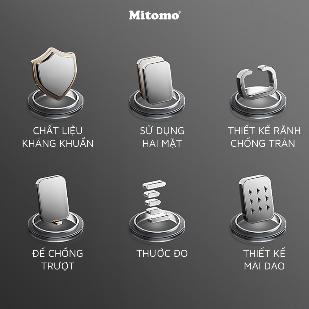 Thớt hai mặt kháng khuẩn inox 304 cao cấp, nhựa lúa mạch Mitomo MT-304PP Hàng chính hãng