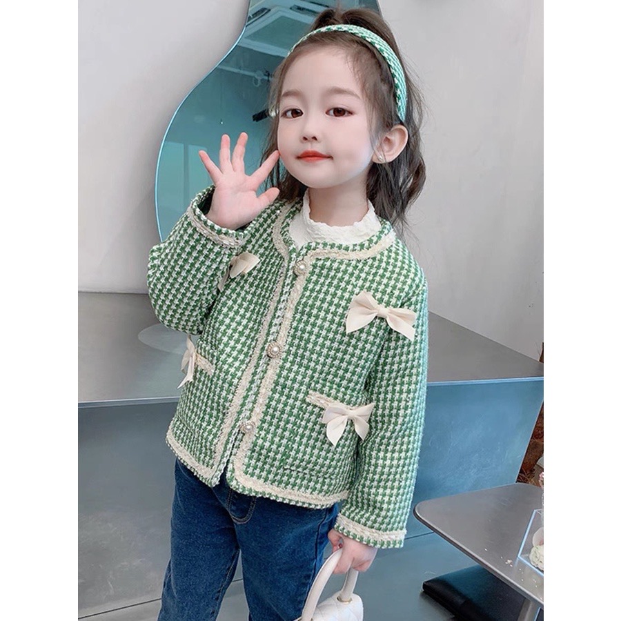 Bộ Áo Khoác Bé Gái Size Từ 10kg Đến 15kg Dạ Kim Sa Lá Cây Tặng Kèm Quần Có Lớp Lót, Siêu Sang☘️