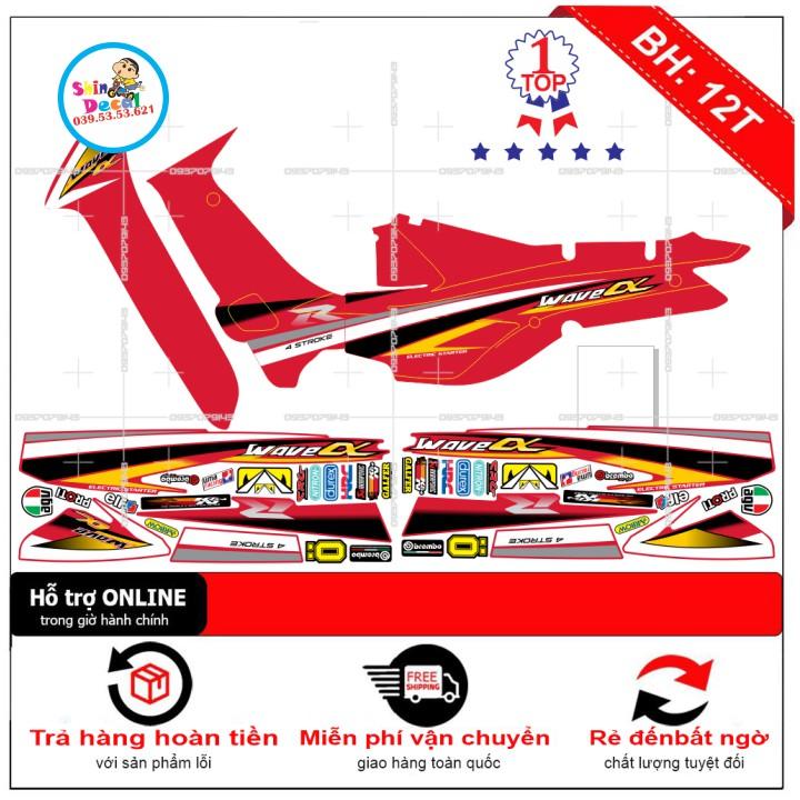 Tem xe wave nhỏ đời đầu dán xe đỏ 4