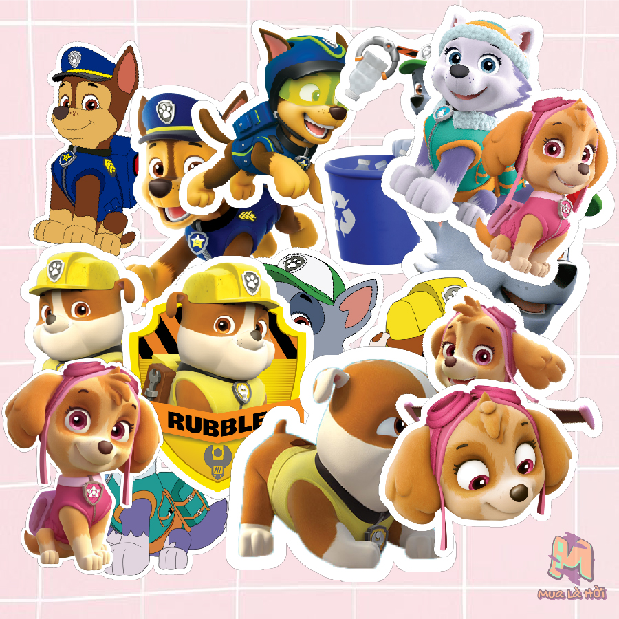 Miếng dán Stickers chủ đề Những chú chó cứu hộ