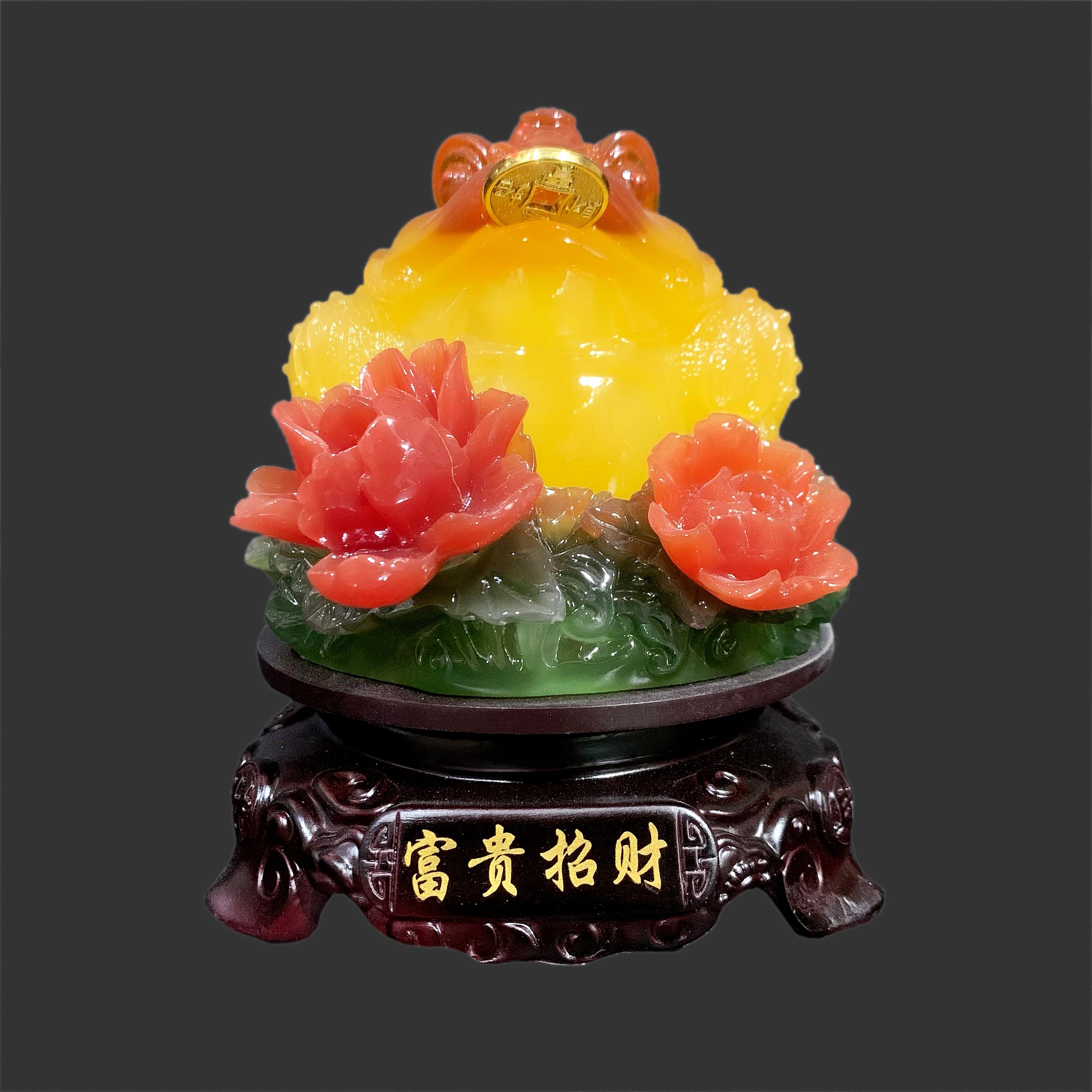 Thiềm Thừ Ngậm Tiền Chiêu Tài Hút Lộc - cóc hồ lô vàng cao 32 cm