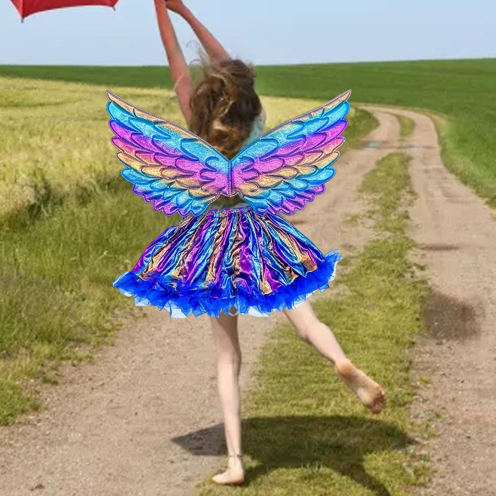 Girls Butterfly Wing Costume Dress up Fairy Tutus Apparel for Halloween Party