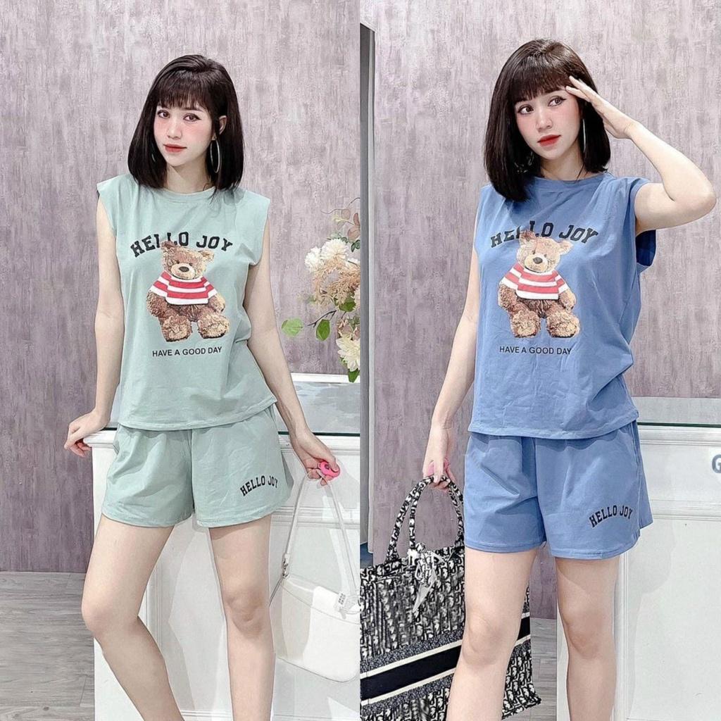 Đồ Bộ Nữ Mùa Hè Dễ Thương không tay sát nách in chữ HELLO JOY - Đồ Bộ sát nách