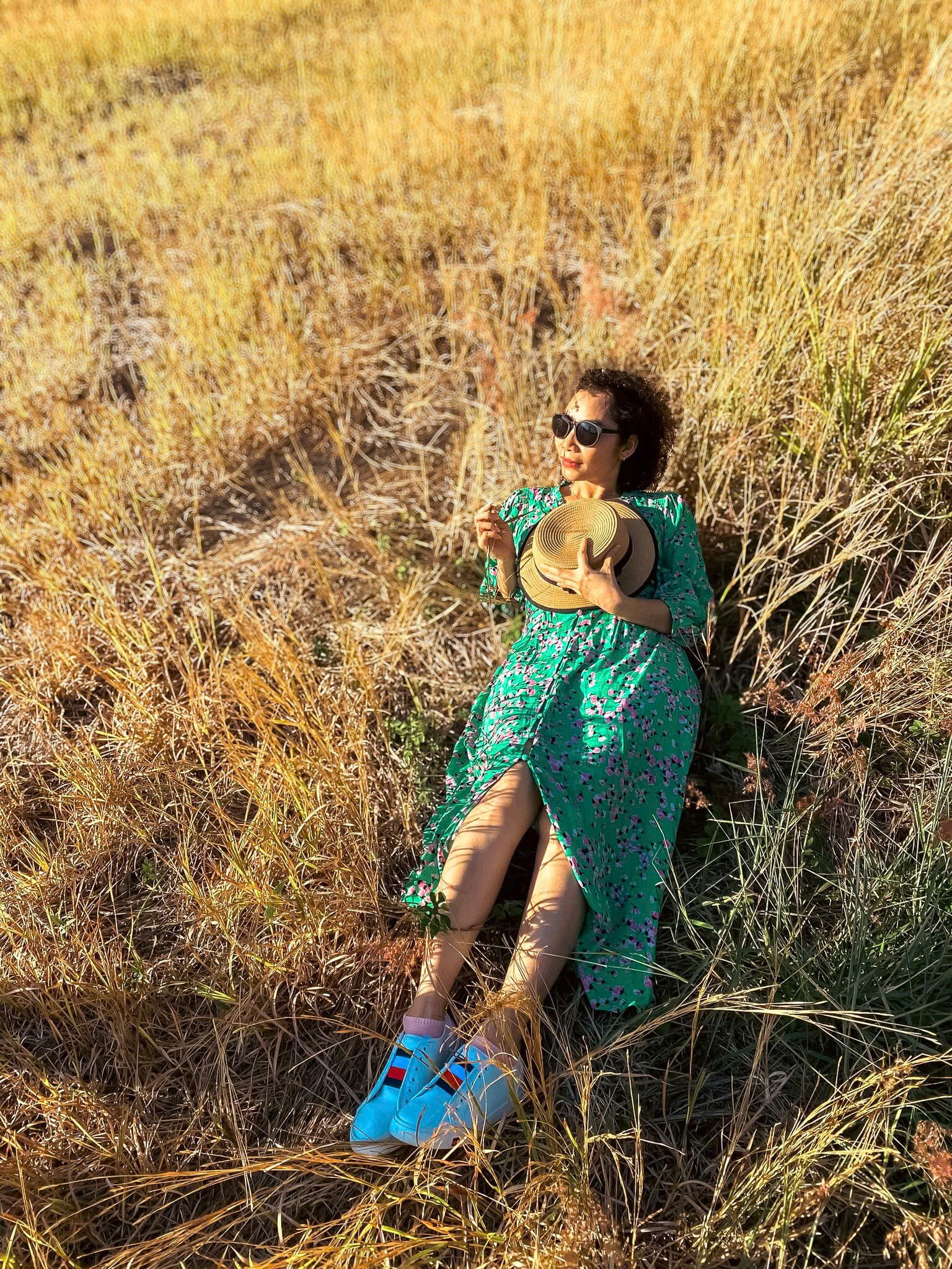 Đầm Midi Dáng Suông Dài Qua Bắp Chân Viscose In Hoa Hà Giang DRE186 Thời trang Hity